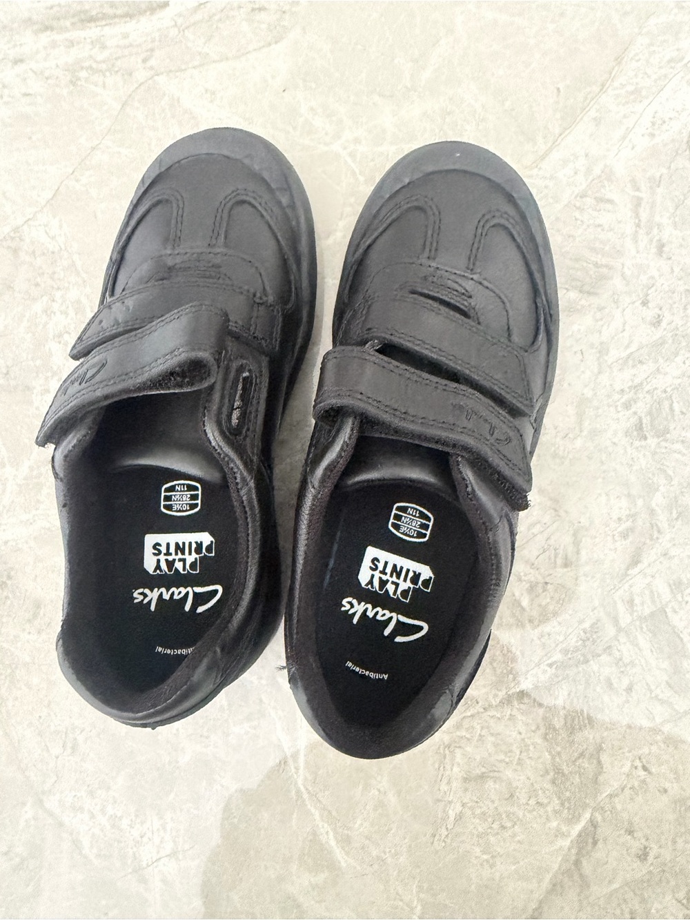 Clarks Kids Black Velcro School Sneakers
